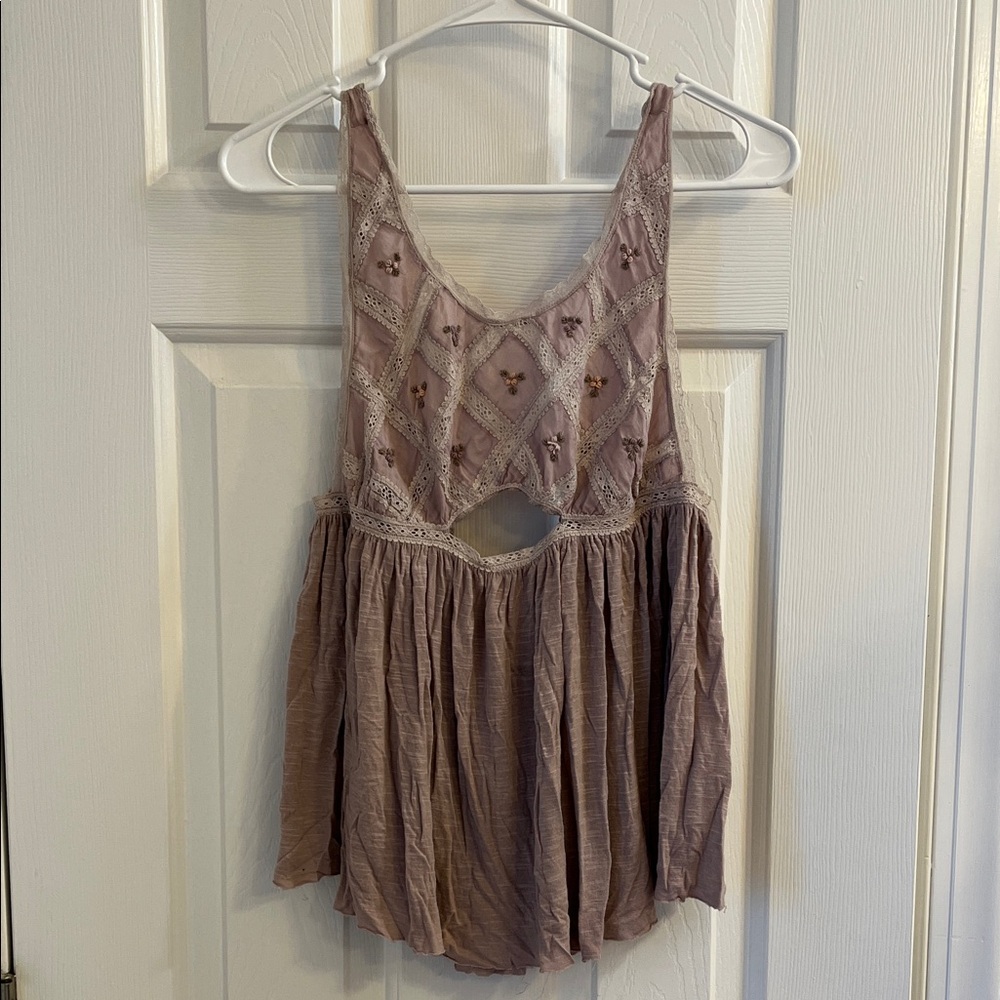 Free People New Romantics Lace Trim Top
